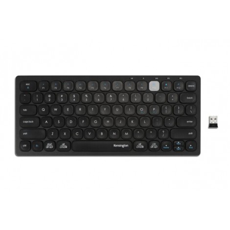 Tastiera wireless, layout italiano, profilo sottile, possibilità di connessione fino a tre dispositivi alla volta. Incluse 2 batterie AAA
