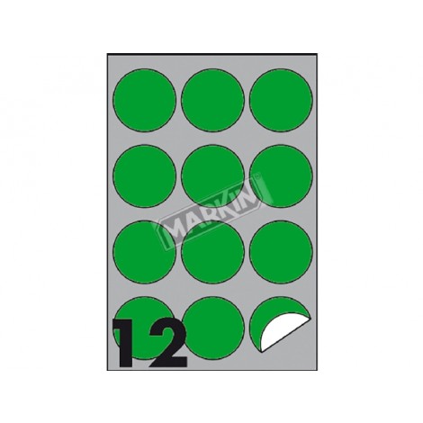 1.200 etichette adesive bianche permanenti rotonde Ø60mm, 12 etichette per foglio - 100 fogli
