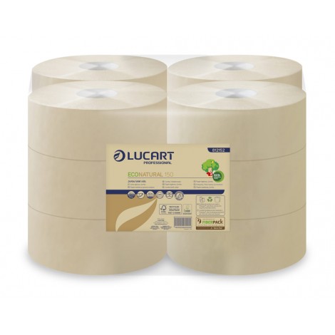 Carta igienica EcoNatural jumbo 150m, 405 strappi in fiberpack, goffratura a S, 2 veli