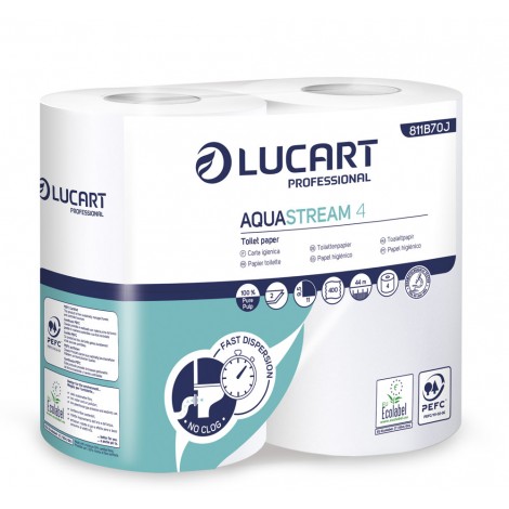 Carta igienica aquastream a rapido dissolvimento, 44m, 400 strappi in pura cellulosa, goffratura micro, 2 veli