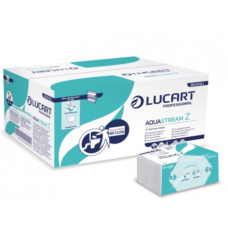 Asciugamani Aquastream piegati a Z, a rapido dissolvimenteo, 242 strappi, formato 23x23,5cm, goffratura micro, 2 veli