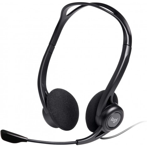 Logitech Cuffia 960 con microfono girevole con controller comandi sul filo, connessione tramite connettore USB, lunghezza cavo 2,4mt - 1pz - 981-000100