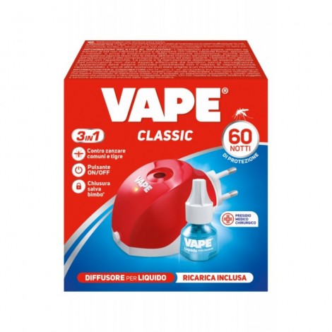 Diffusore elettrico antizanzare con ricarica 60 notti, pulsante on/off e chiusura salva bimbo