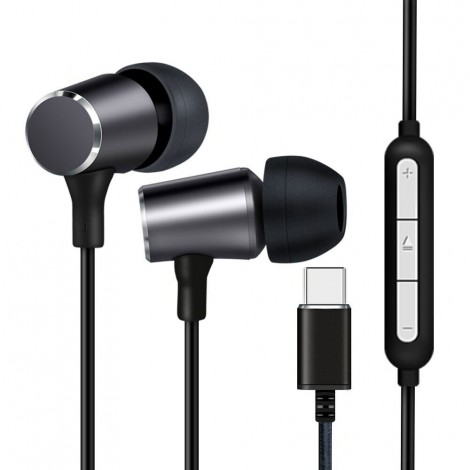Link Auricolare con microfono e controller comandi sul filo, design ergonomico, connettore singolo USB-C, lunghezza filo 1,2m - LK10N