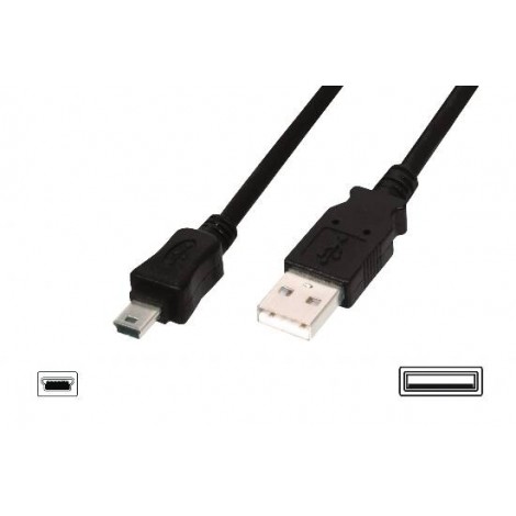 Digitus Cavo USB 2.0 - USB mini B 3m - Per il collegamento di dispositivi USB esterni (con presa mini B (5 poli), per esempio lettore MP3, cellulare o custodia esterna per HDD) all`host USB (ad esempio PC, Notebook). Velocità di trasferimento dati fino a 480 Mbps (High-Speed). - LP7122