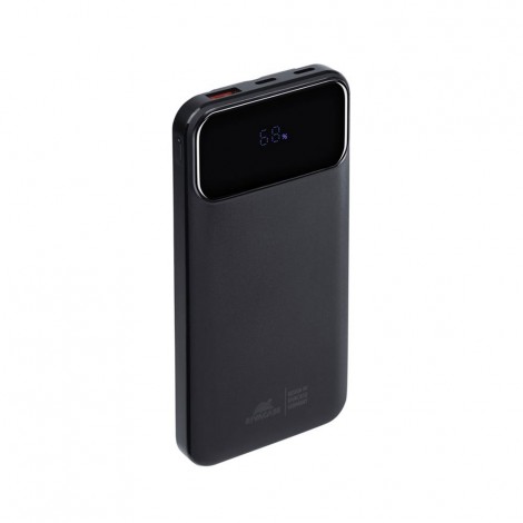 Rivacase Caricabatterie da 10000 mAh 22,5 Wh con 3 cavi integrati, USB-C, USB-A e Lightning. Accensione/spegnimento automatici e display che mostra il livello di carica. - VA2211B