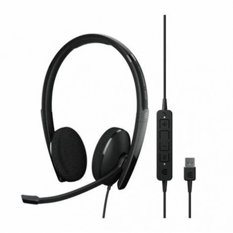 Cuffia con microfono Epos ADAPT 160T USB II USB-A - soluzione professionale ideale in ambienti rumorosi, certificata Microsoft Teams e ottimizzata UC. Connettività del dispositivo plug and play Con i connettori USB-A o USB-C jack da 3,5 mm, gli "smarter workers" in movimento e in ufficio ottengono funzionalità semplice e affidabile.Goditi un maggiore comfort grazie ai padiglioni copriauricolare in spugna Forniscono comfort e attenuazione del rumore ambientale - 1000901
