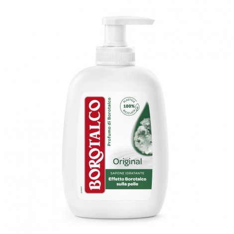 Sapone liquido idratante, profumazione borotalco, con emollienti di origine naturale, rispetta il pH della pelle, dermatologicamente testato 250 ml