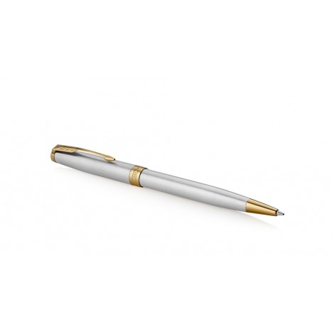 Sonnet Stainless Steel GT - Penna a sfera con fusto in metallo e dettagli dorati, scatola regalo inclusa colore nero