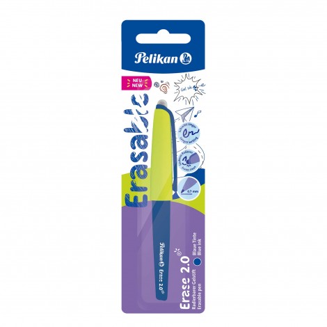 Erase 2.0 - Penna gel con inchiostro cancellabile e ricaricabile, per destrimani e mancini tratto 0,7mm colore blu - 1pz