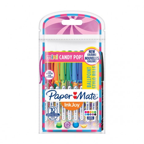 Inkjoy 100 Candy Pop - Penna a sfera con inchiostro ULV e punta media da 1mm colori assortiti  - 10pz