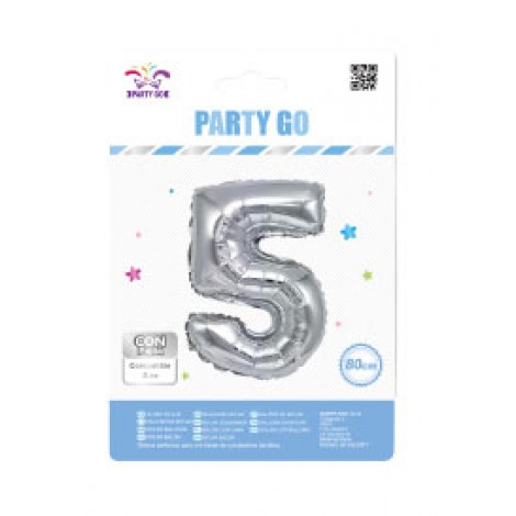 Palloncino gonfiabile numero 5 con cannuccia, 80cm, gonfiabile ad aria - 1pz