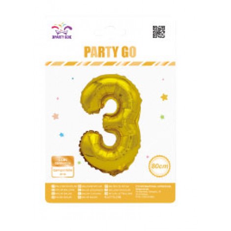 Palloncino gonfiabile numero 3 con cannuccia, 80cm, gonfiabile ad aria - 1pz