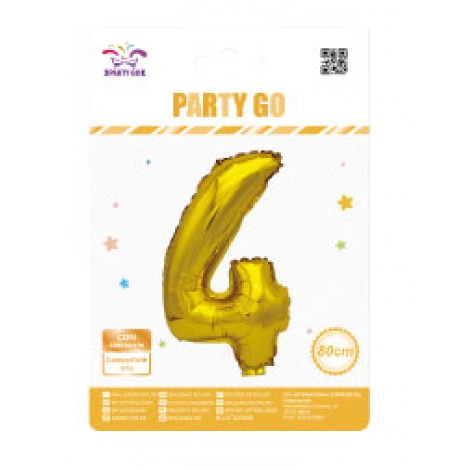 Palloncino gonfiabile numero 4 con cannuccia, 80cm, gonfiabile ad aria - 1pz