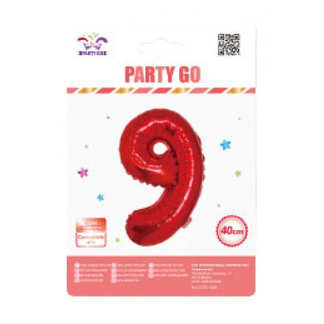Palloncino gonfiabile numero 9 con cannuccia, 40cm, gonfiabile ad aria - 1pz