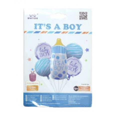 Set palloncini Biberon blu, gonfiabili ad elio - 5pz