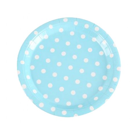Piatti a pois azzurro, 18cm - 8pz