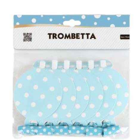 Trombetta a pois azzurro, 13cm - 6pz