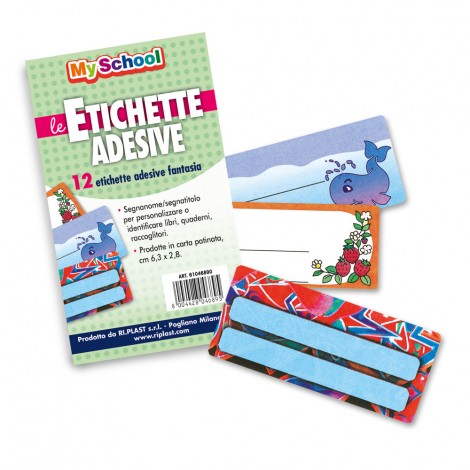 12 etichette adesive segnanomi (6,3cmx8cm)