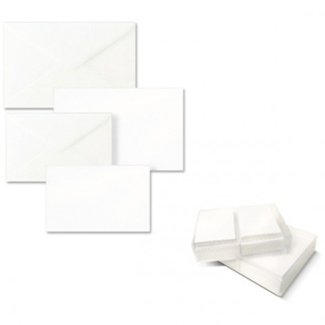 Scatola trasparente 100 buste e 100 biglietti formato 9 (9x14cm)