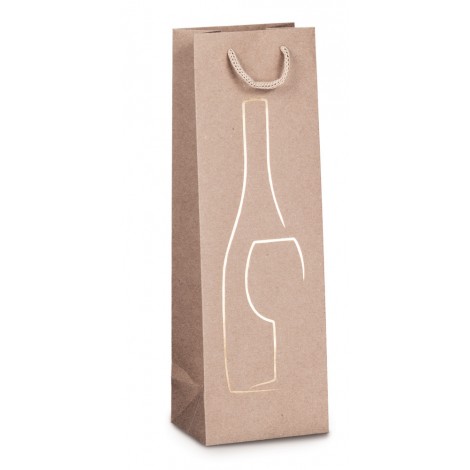 Borsa in carta kraft tinta unita con stampa oro a caldo, formato 37x12x9cm
