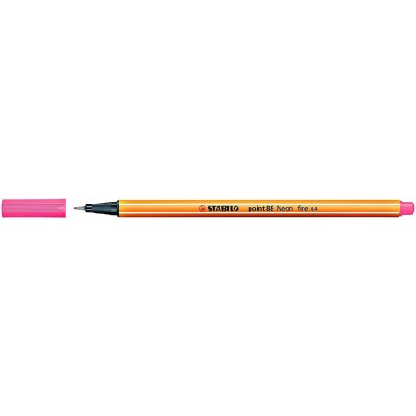 Fineliner Point 88 - Pennarello con punta rinforzata in metallo e fusto esagonale tratto 0,4mm colore rosso fluo
