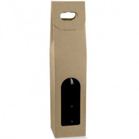 Scotton Scatola per bottiglia in cartone con maniglia e finestra, 9x9x38,5cm, colore avana - 37214C