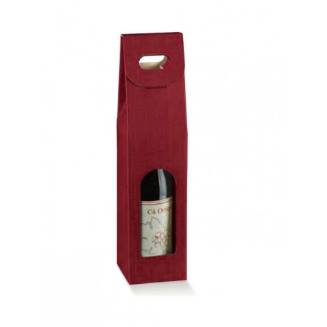 Scotton Scatola per bottiglia in cartone con maniglia e finestra, 9x9x38,5cm, colorev bordeaux - 35348C