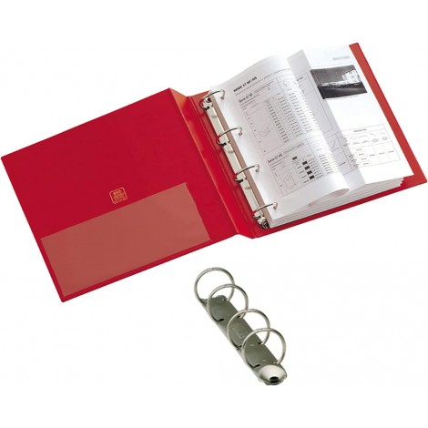 Raccoglitore Stelvio a 4 anelli tondi da 16mm, 30x22cm dorso 2,5cm colore rosso - 1pz