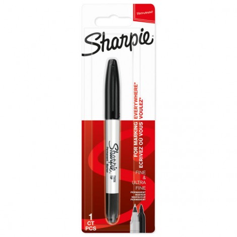 Marcatore permanente TwinTip con inchiostro a base d`alcool, doppia punta da 0,5 o 1mm colore nero