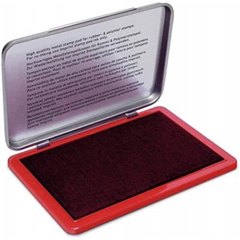  Cuscinetto per timbri manuali Classic, formato 69x47mm, in scatola di metallo colore rosso - 1pz