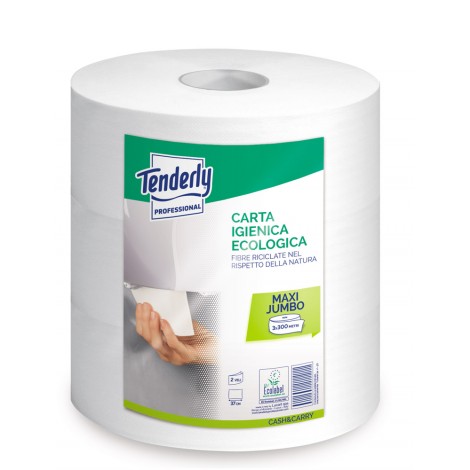 Carta igienica ecologica maxi jumbo, 300m, 810 strappi in fibre rigenerate, goffratura micro, 2 veli