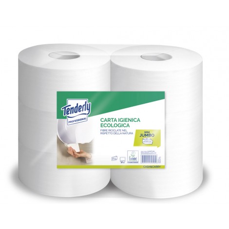 Carta igienica ecologica mini jumbo, 150m, 405 strappi in fibre rigenerate, goffratura a S, 2 veli