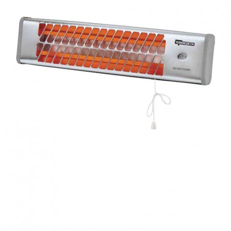 Stufa al quarzo da parete con corpo in plastica termoresistente. 3 livelli di potenza: 400/800/1.200W, alimentazione 220-240V
