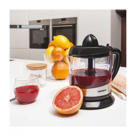 Spremiagrumi automatico con funzionamento a pressione. Dotato di contenitore trasparente graduato. Capacità: 1,2l - potenza 40W