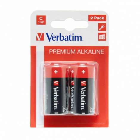 Verbatim Batteria alcalina mezza torcia C LR14 1,5V, in blister - 2pz - 49922