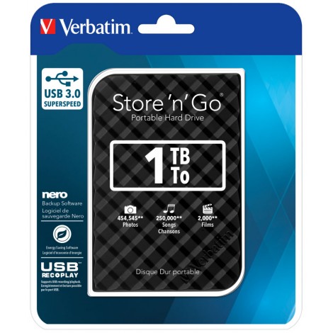 Hard Disk 1TB, cavo USB 3.0, USB REC and PLAY, formato 2.5" - 1pz