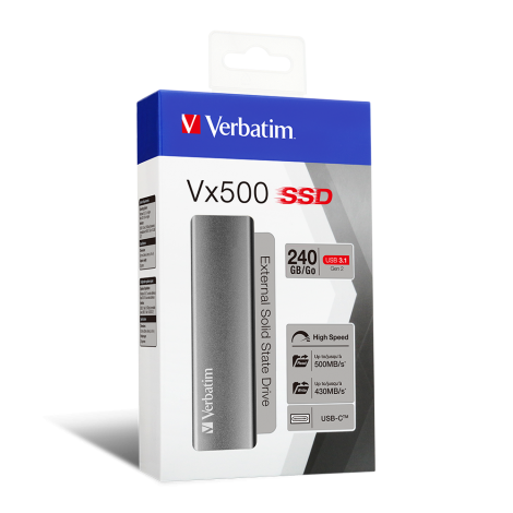 Vx500 240GB, USB 3.2 tipo C, velocita` di lettura fino a 500MB/s, velocita` di scrittura fino a 430MB/s - 1pz