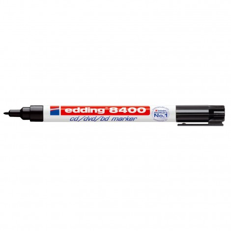 Edding 8400 - Marcatore permanente, idoneo per scrivere su CD/DVD, privo di solventi tratto 0,5-1mm colore nero