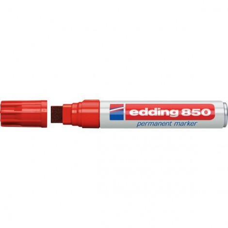 Edding 850 - Marcatore permanente con inchiostro a base d`alcool, resistente all`acqua tratto 5-15mm colore rosso - 1pz
