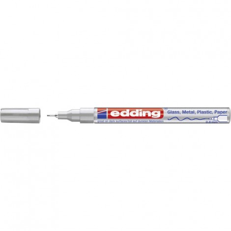 Edding 780 - Marcatore permanente a vernice lucida, altamente coprente e resistente all`acqua tratto 0,8mm colore argento