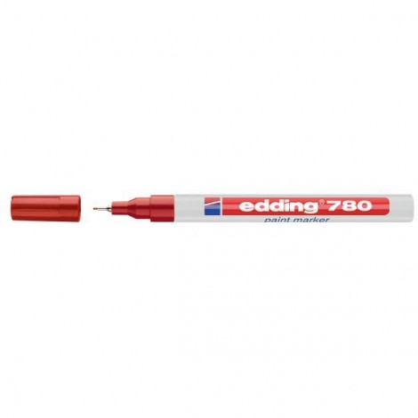 Edding 780 - Marcatore permanente a vernice, altamente coprente e resistente all`acqua colore rosso