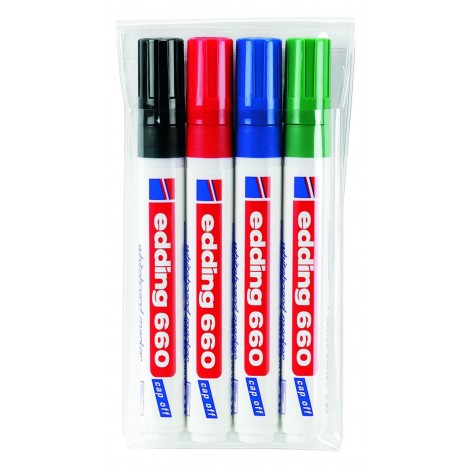 Edding 660 - Marcatore per lavagne con inchiostro pigmentato tratto 1,5-3mm colori assortiti - 4pz