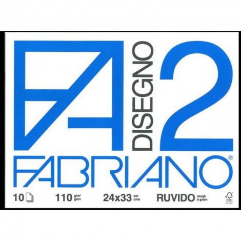 F2 - Album da disegno ECO BLOCCO FABRIANO2 a punti metallici, ruvido, 4 angoli, 10 fogli, 24x33cm