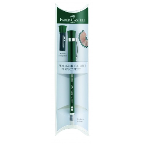 Faber Castell Extender 9000 - Matita in grafite con gommino e temperamatite, scatola regalo gradazione B - 1pz