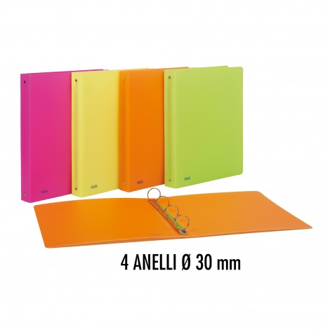 Favorit Raccoglitore Neon 33x27cm d. 3cm arancione fluo a 4 anelli tondi da 15mm, 30x22cm - 1pz
