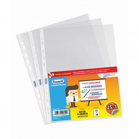 Favorit Buste in PPL forate, finitura a buccia d`arancia, formato utile 22x30cm, confezione da 200pz