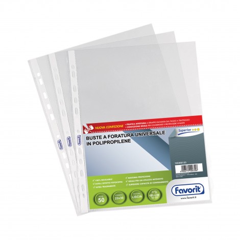 Favorit Buste in PPL forate, finitura liscia, formato utile 25x35cm, confezione da 25pz