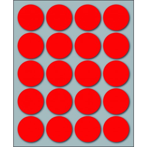 Markin Etichette adesive in fogli - Multiuso rotonde - 200 etichette adesive permanenti, Ø 27mm, 20 etichette per foglio, 10 fogli colore rosso - Prezzo singolo, ord. minimo 25pz