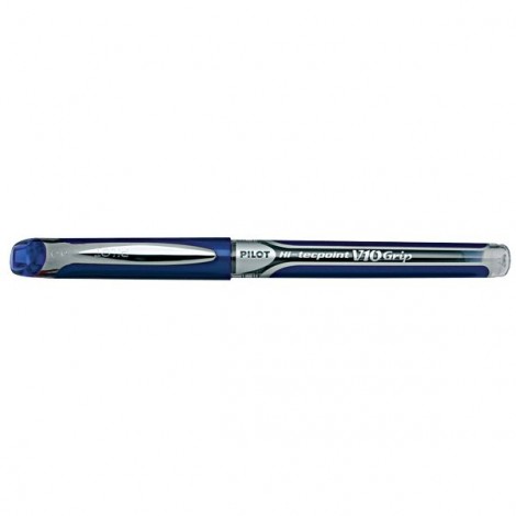 Pilot V 10 – Penna roller ad inchiostro liquido, clip in metallo e grip ergonomico, punta 1mm colore blu – Prezzo singolo, ord. minimo 12pz